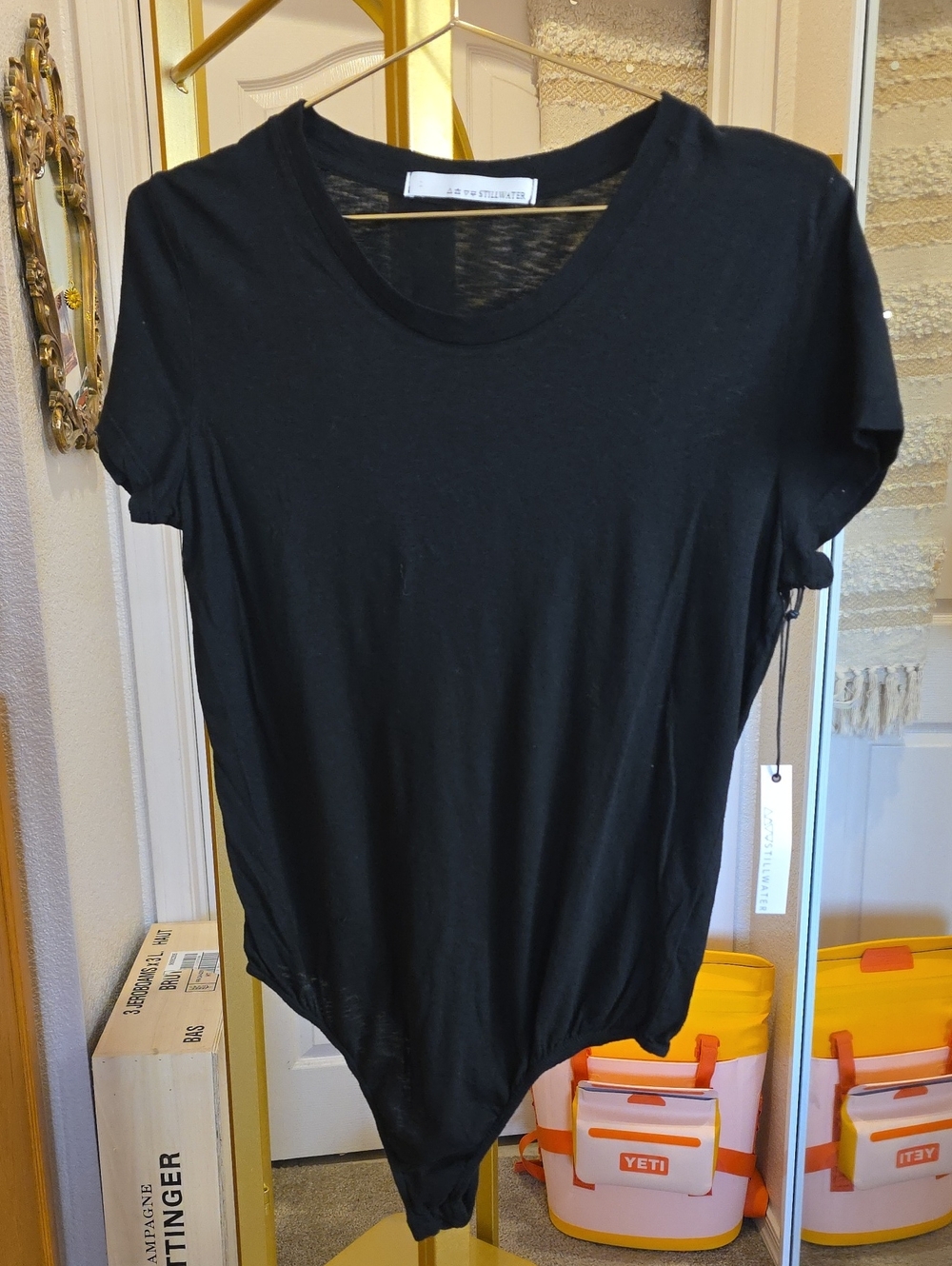 Stillwater Black Short-Sleeve Lightweight T-shirt Bodysuit Large